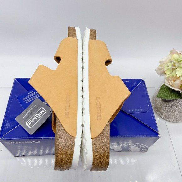 Worn -Birkenstock AZ Soft Footbed Apricot Leather 42 W 11-11.5/M US 9-9.5. - Picture 6 of 9